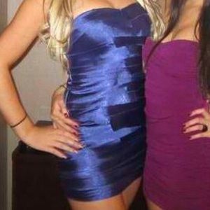 Bebe Strapless Layered Purple Dress